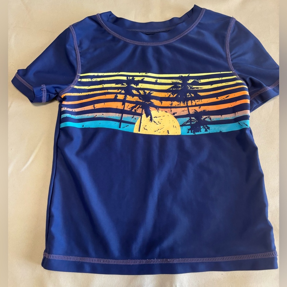Tommy Bahama Kids‎ Navy Rashguard with Sunset Stripes